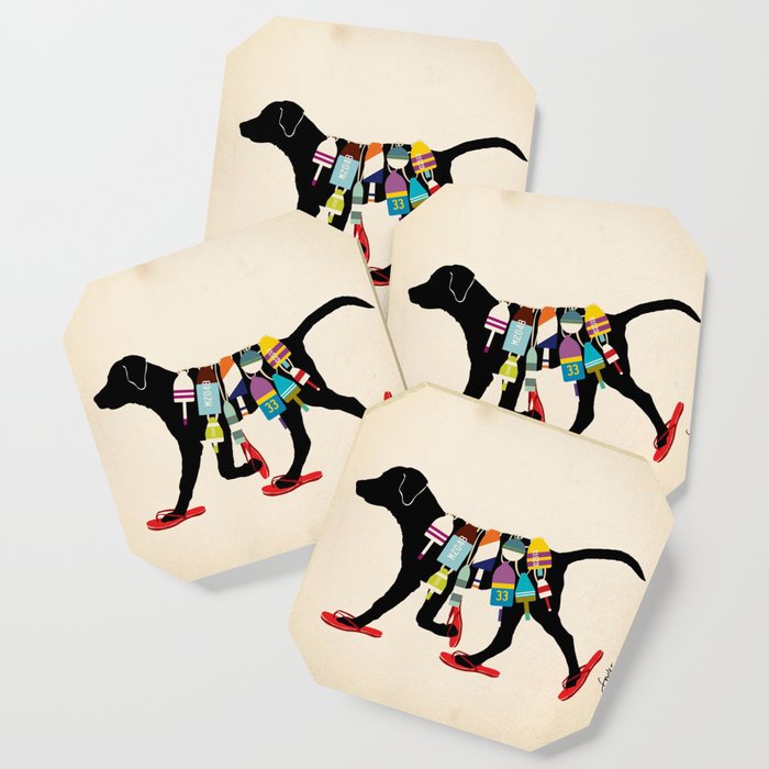 Black Dog Lab Labrador Buoy Nautical Beach Ocean Sandals Flip Flop Art Coaster
