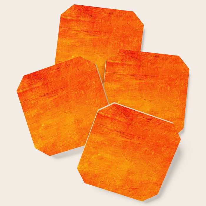 Orange Sunset Textured Acrylic Painting Coaster