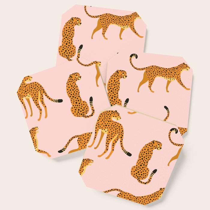 Leopard Jaguar Pink Memphis Pattern Coaster