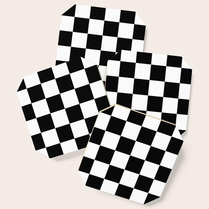 Checkered (Black & White Pattern) Coaster