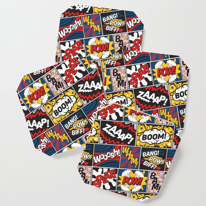 Modern Comic Book Superhero Pattern Color Colour Cartoon Lichtenstein Pop Art Coaster
