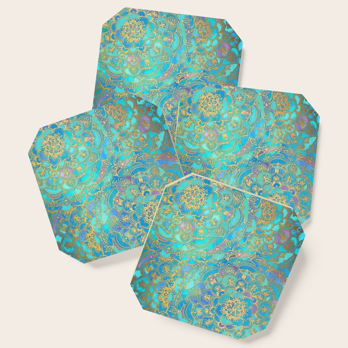 Sapphire & Jade Stained Glass Mandalas Coaster