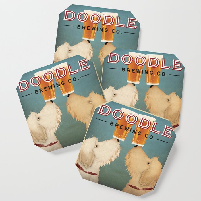 Goldendoodle Labradoodle Doodle Brewing Co. Beer Sign Coaster