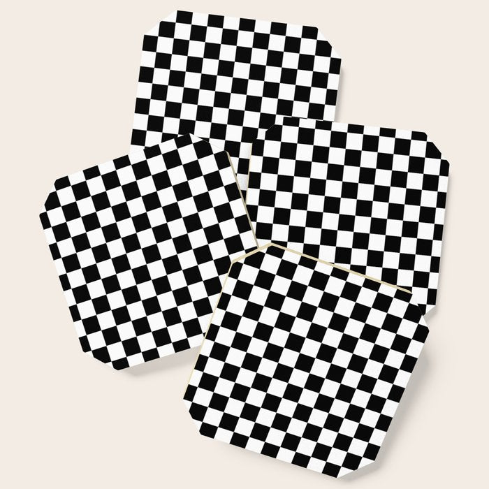 Classic Black And White Race Check Checkered Geometric Win Coaster