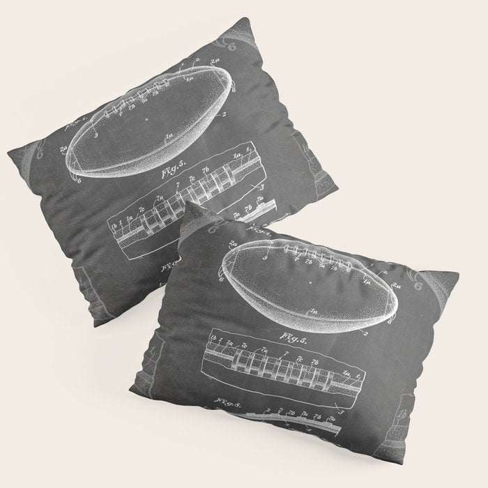 Football Patent - American Football Art - Black Chalkboard Pillow Sham