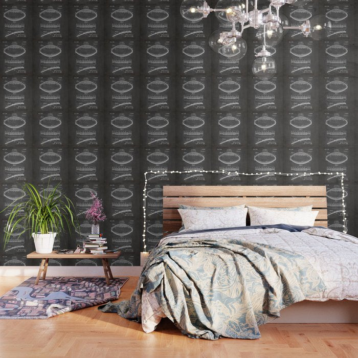 Football Patent - American Football Art - Black Chalkboard Wallpaper