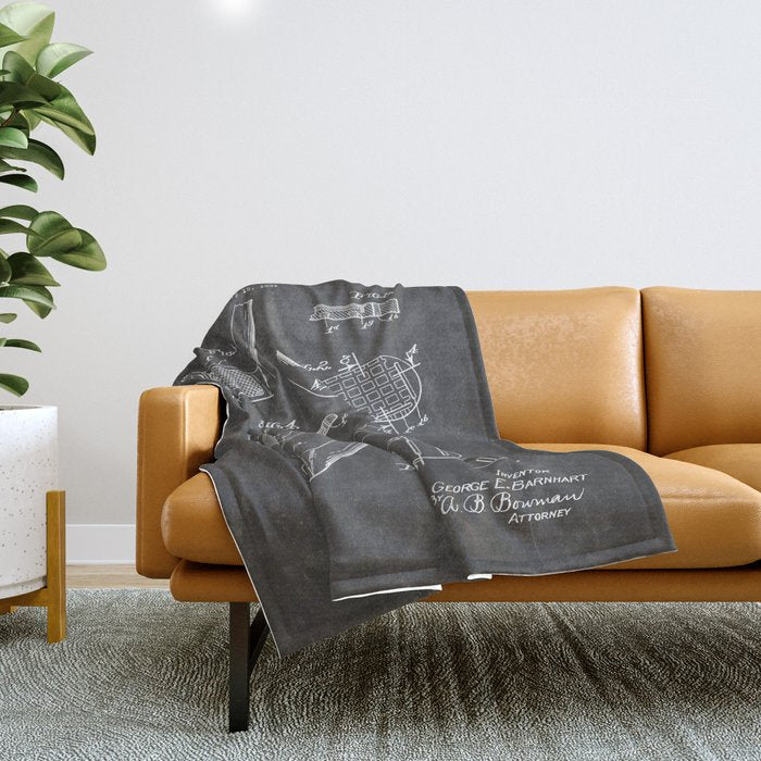 Golf Clubs Patent - Golfing Art - Black Chalkboard Throw Blanket