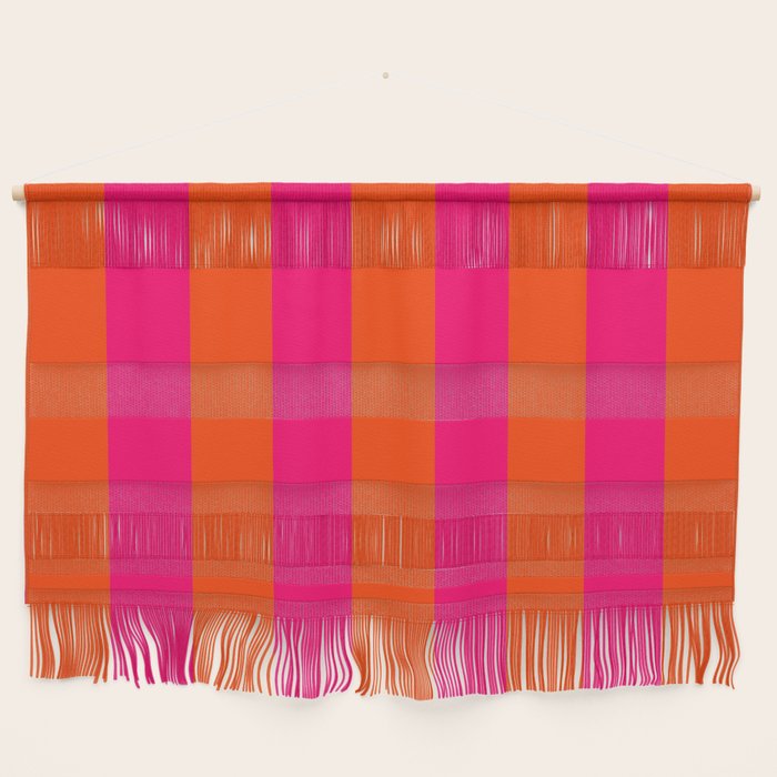 Bright Neon Pink And Orange Vertical Cabana Tent Stripes Wall Hanging