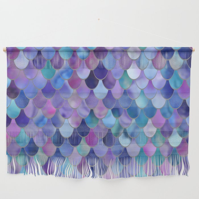 Mermaid Scales Art, Purple, Pink, Teal, Blue, Green Wall Hanging
