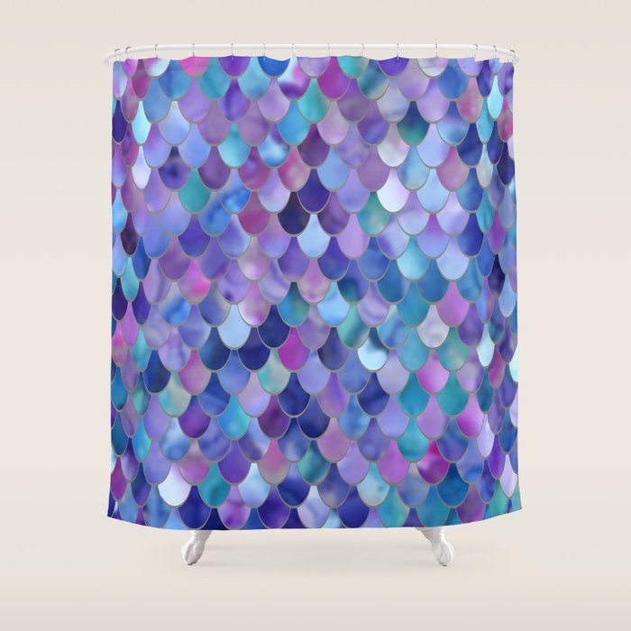 Mermaid Scales Art, Purple, Pink, Teal, Blue, Green Shower Curtain