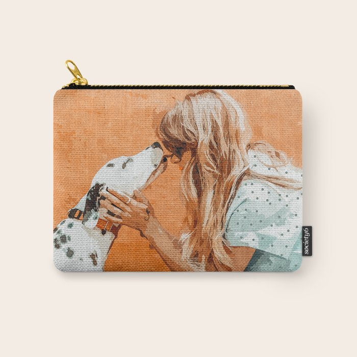 Pet Bound | Dalmatian Dog Lover Friendship Companion | Modern Bohemian Woman Puppy Animals Love Carry All Pouch