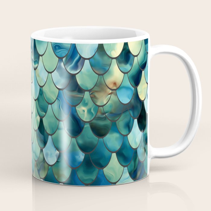 Mermaid Art, Sea Green, Ocean Blue Coffee Mug
