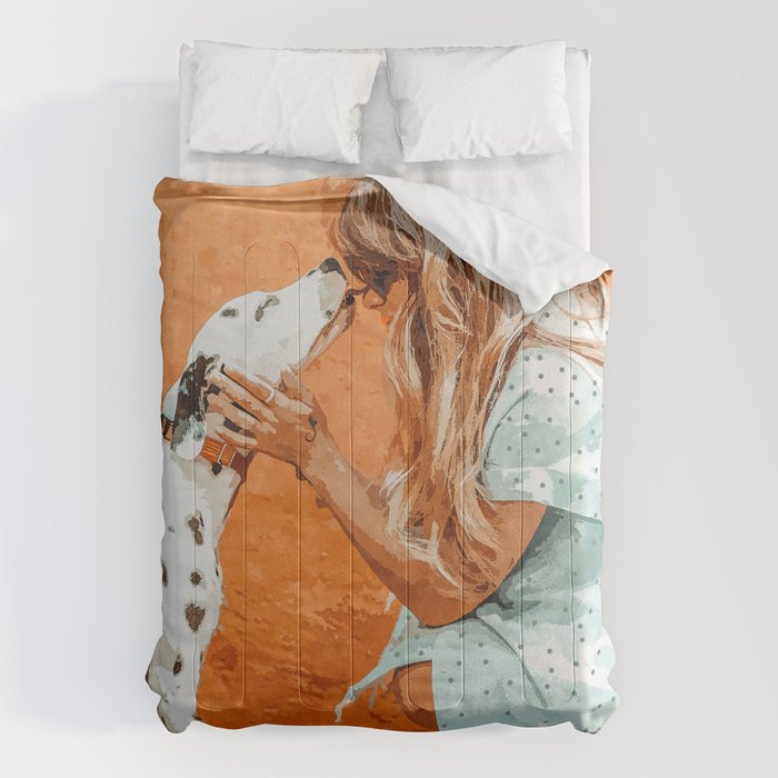 Pet Bound | Dalmatian Dog Lover Friendship Companion | Modern Bohemian Woman Puppy Animals Love Comforter