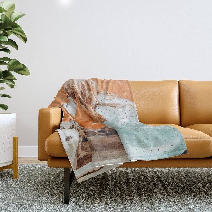Pet Bound | Dalmatian Dog Lover Friendship Companion | Modern Bohemian Woman Puppy Animals Love Throw Blanket