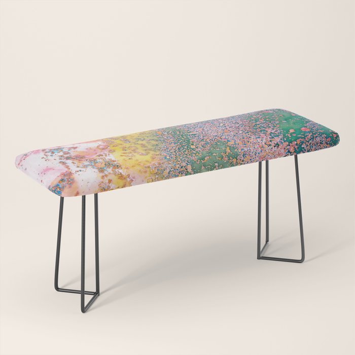 Random Bliss, Abstract Graphic Digital Art, Resin Art Painting Colorful Eclectic Bohemian Bench