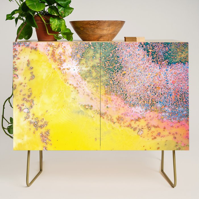 Random Bliss, Abstract Graphic Digital Art, Resin Art Painting Colorful Eclectic Bohemian Credenza