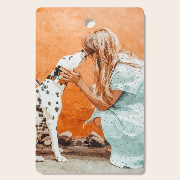 Pet Bound | Dalmatian Dog Lover Friendship Companion | Modern Bohemian Woman Puppy Animals Love Cutting Board