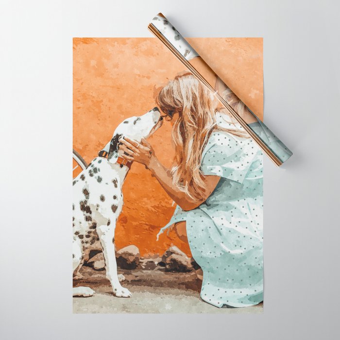 Pet Bound | Dalmatian Dog Lover Friendship Companion | Modern Bohemian Woman Puppy Animals Love Wrapping Paper
