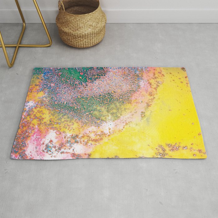 Random Bliss, Abstract Graphic Digital Art, Resin Art Painting Colorful Eclectic Bohemian Rug