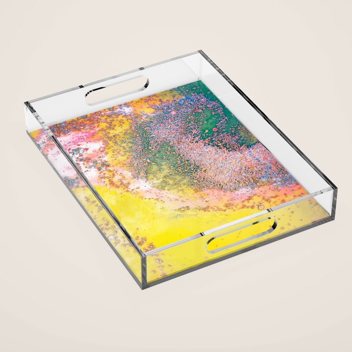 Random Bliss, Abstract Graphic Digital Art, Resin Art Painting Colorful Eclectic Bohemian Acrylic Tray