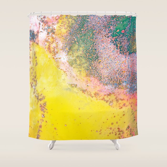 Random Bliss, Abstract Graphic Digital Art, Resin Art Painting Colorful Eclectic Bohemian Shower Curtain