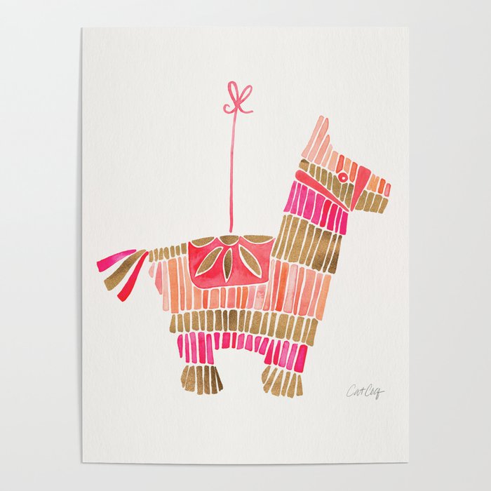Mexican Donkey PinìAta - Pink & Rose Gold Palette Poster