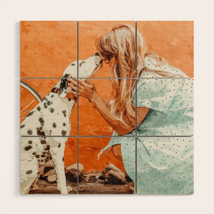 Pet Bound | Dalmatian Dog Lover Friendship Companion | Modern Bohemian Woman Puppy Animals Love Wood Wall Art