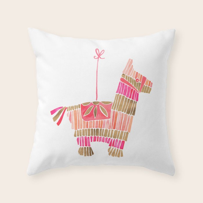 Mexican Donkey PinìAta - Pink & Rose Gold Palette Throw Pillow
