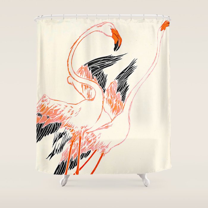 Cocorico Cover 1900 Two Pink Flamingos Shower Curtain