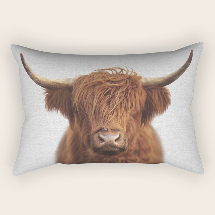 Highland Cow - Colorful Rectangular Pillow