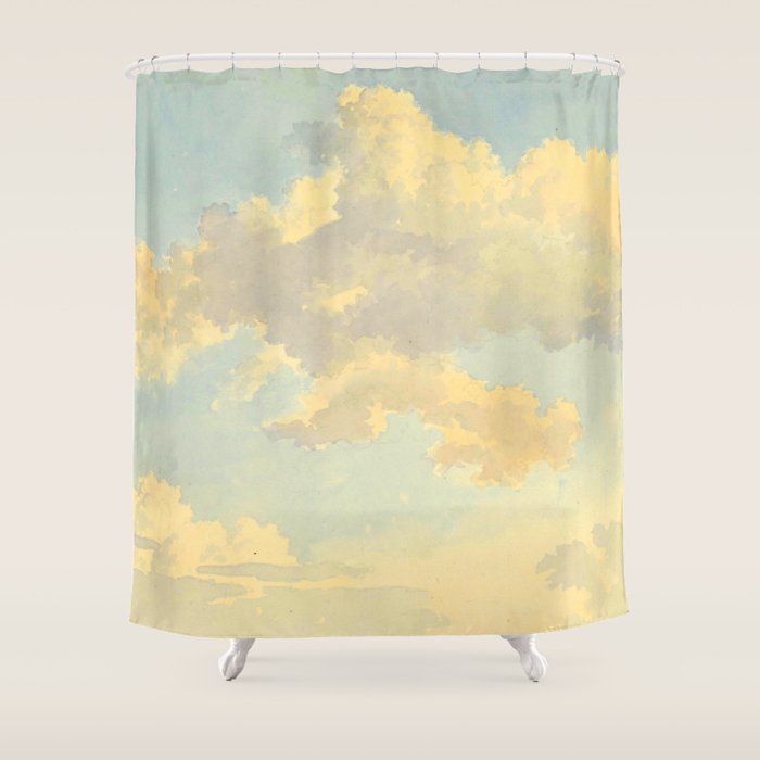 Watercolor Sunrise Clouds Heavenly Pastel Warm Colors Shower Curtain