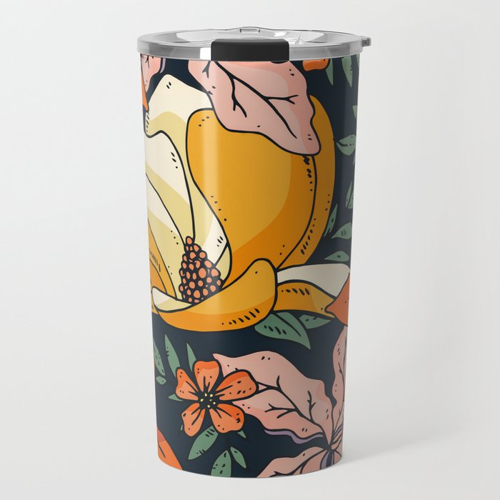 Night Forest, Colorful Dark Eclectic Floral Nature Botanical Jungle Floral Bohemian Illustration Travel Mug