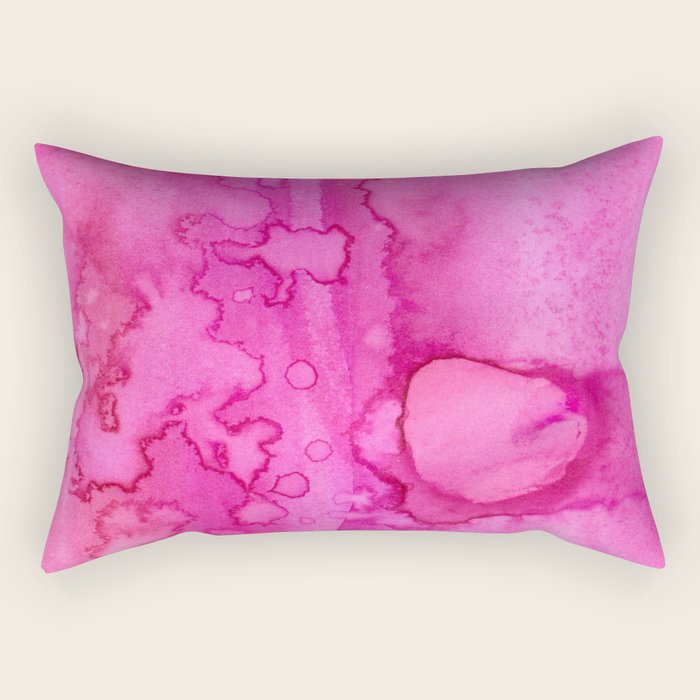 Girly Neon Pink Magenta Abstract Watercolor Paint Rectangular Pillow