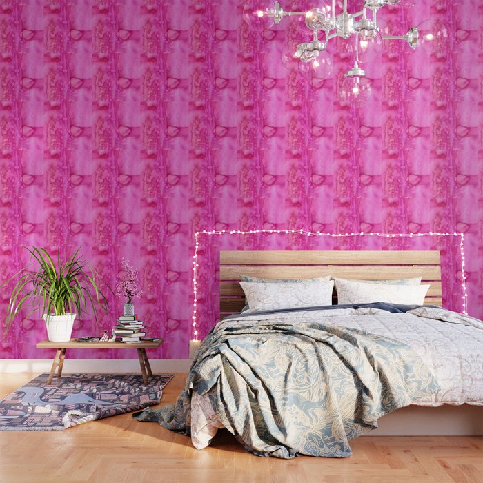 Girly Neon Pink Magenta Abstract Watercolor Paint Wallpaper