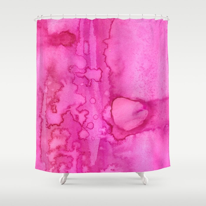 Girly Neon Pink Magenta Abstract Watercolor Paint Shower Curtain