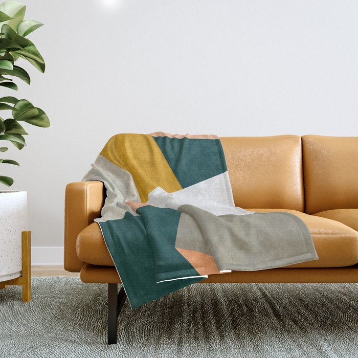 Abstract Geometric 27 Green Throw Blanket