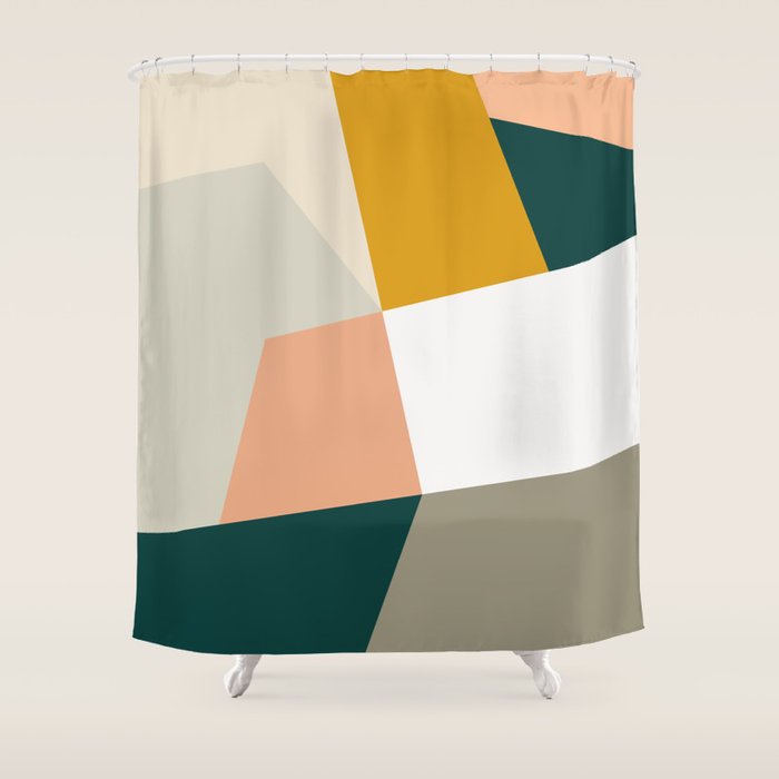 Abstract Geometric 27 Green Shower Curtain