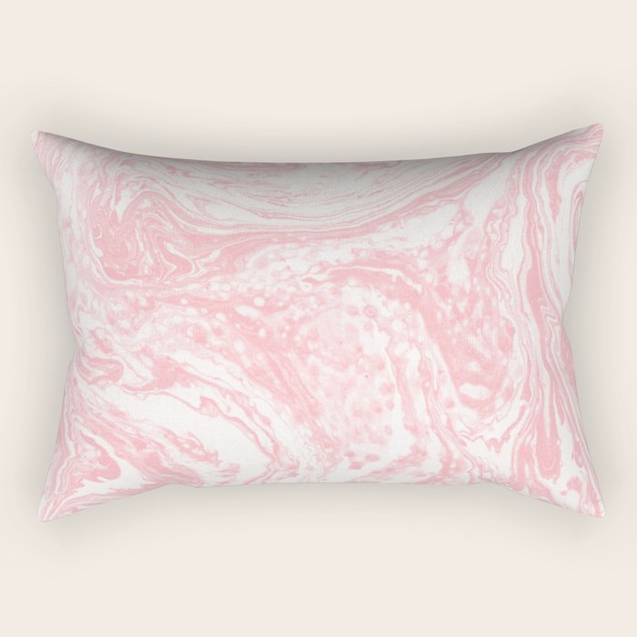 Elegant Coral Pink White Watercolor Abstract Marble Rectangular Pillow