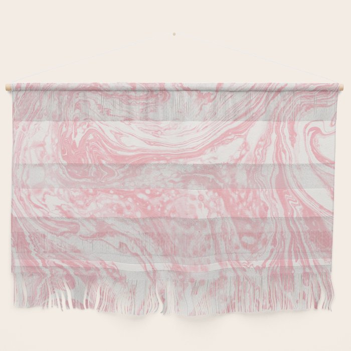 Elegant Coral Pink White Watercolor Abstract Marble Wall Hanging