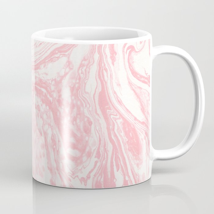 Elegant Coral Pink White Watercolor Abstract Marble Coffee Mug