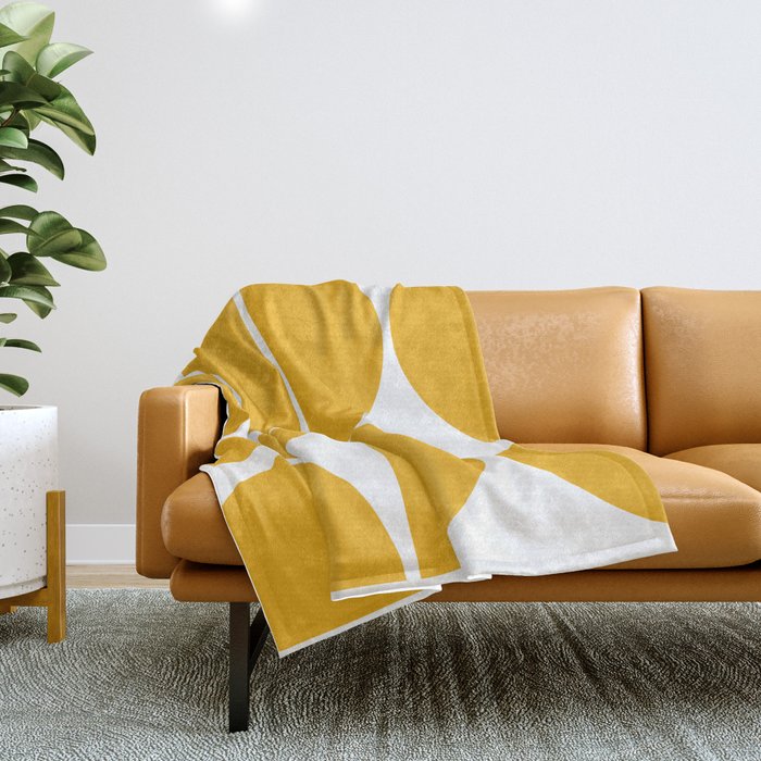 Mid Century Modern Yellow Square Throw Blanket