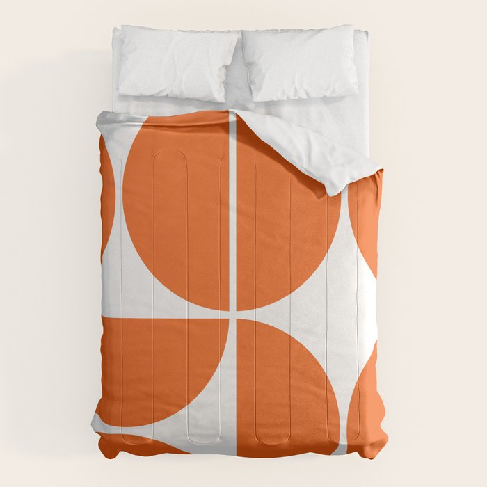 Mid Century Modern Orange Square Comforter