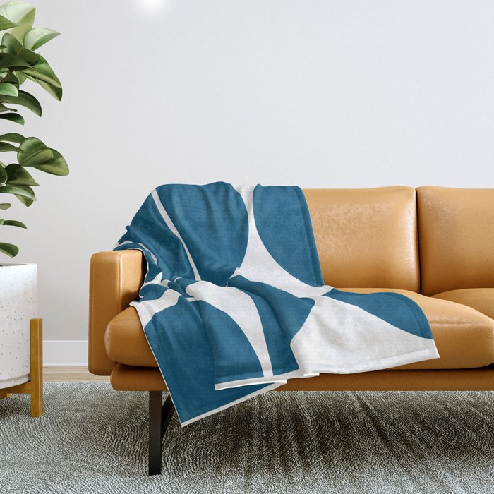 Mid Century Modern Blue Square Throw Blanket