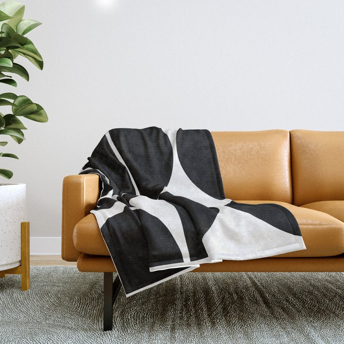 Mid Century Modern Black Square Throw Blanket