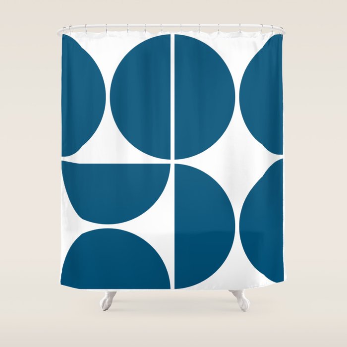 Mid Century Modern Blue Square Shower Curtain