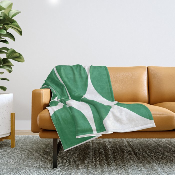 Mid Century Modern Green Square Throw Blanket