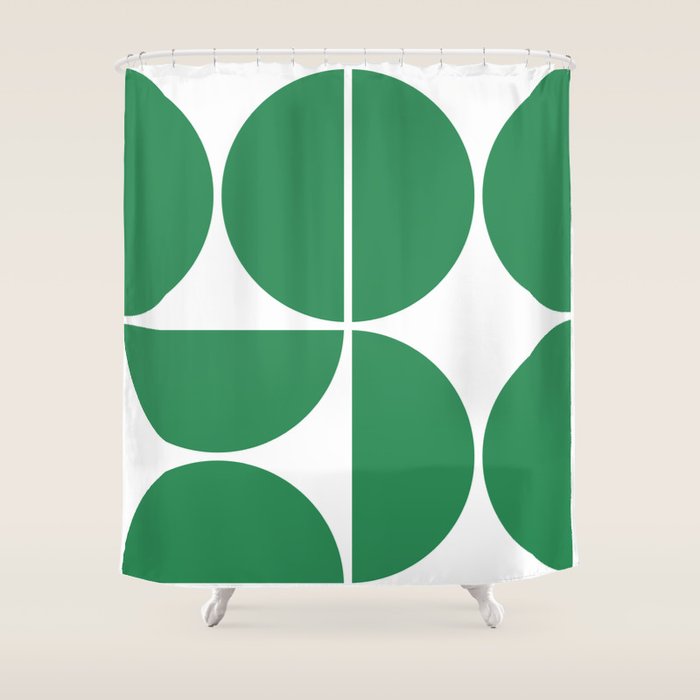 Mid Century Modern Green Square Shower Curtain