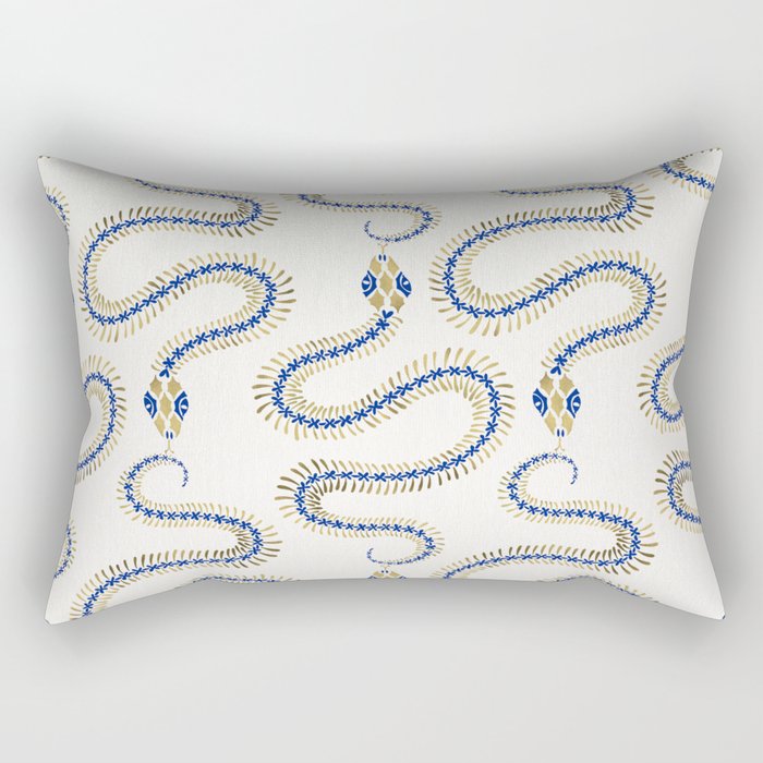 Snake Skeleton - Navy & Gold Palette Rectangular Pillow