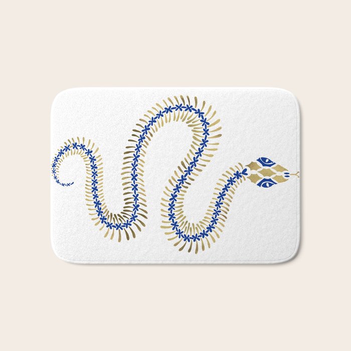 Snake Skeleton - Navy & Gold Palette Bath Mat