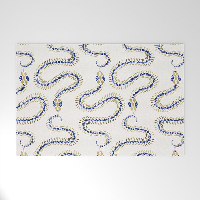 Snake Skeleton - Navy & Gold Palette Welcome Mat